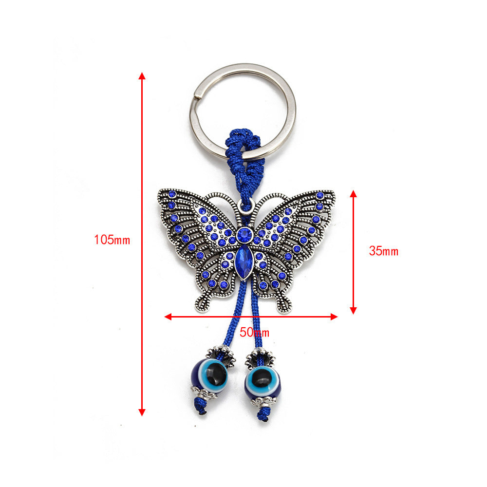 Wholesale Devil's Eye Butterfly Glass Keychains